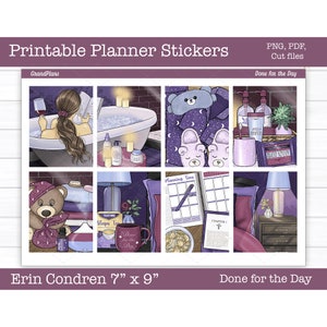Printable Planner Stickers, Done for the Day Weekly Sticker Kit, Erin Condren Planner Stickers, Vertical Sticker Kit, Cut File, Cricut PNG
