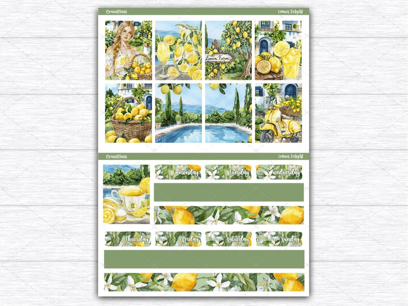 Lemon Delight Weekly Sticker Kit for Erin Condren & Vertical Planners ...