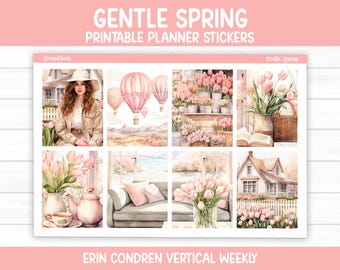 Gentle Spring Weekly Sticker Kit for Erin Condren & Vertical Planners (Printable)