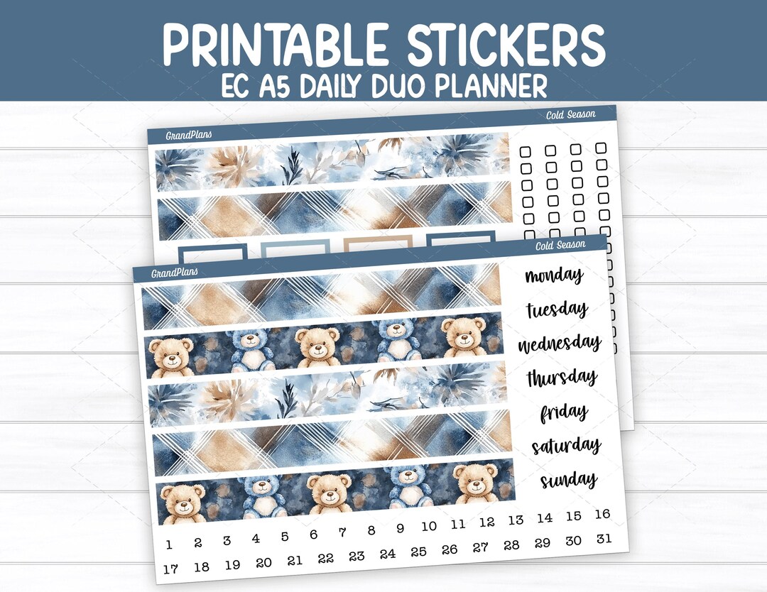 Cold Season Weekly Sticker Kit for Erin Condren A5 Daily Duo Planner ...