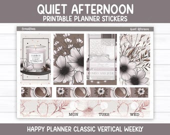 Stille middag afdrukbare plannerstickers | Weekpakket voor de klassieke Happy Planner (PNG, PDF, Silhouette Cut-bestanden)