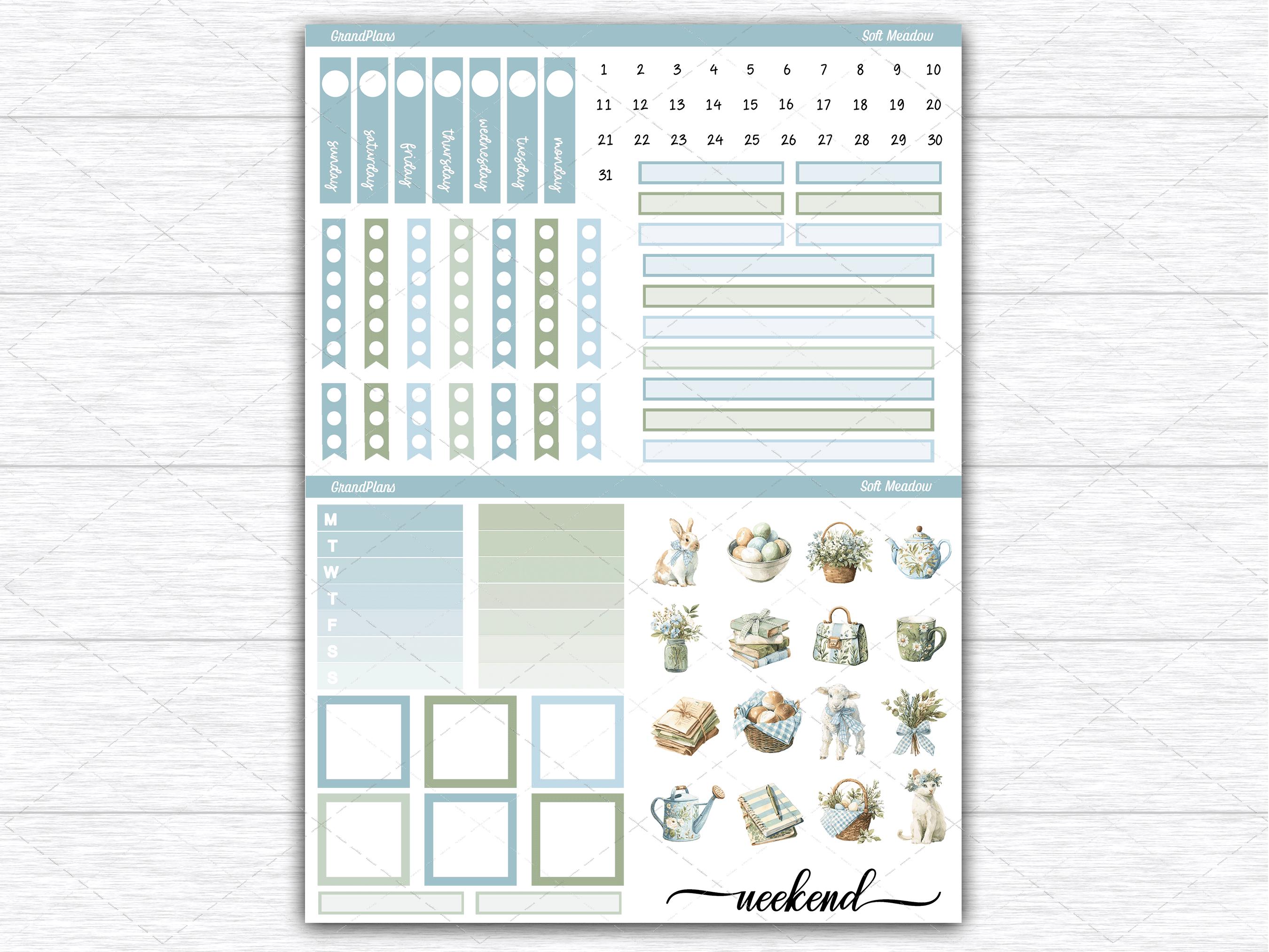Soft Meadow Weekly Sticker Kit for the Classic Happy Planner Dashboard ...