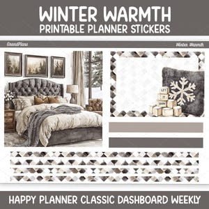 Winter Warmth Weekly Sticker Kit for the Classic Happy Planner Dashboard Layout (Printable)