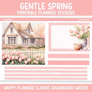 Weekstickerset voor zachte lente voor de klassieke Happy Planner-dashboardlay-out (afdrukbaar)