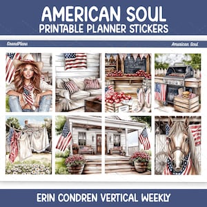 American Soul Weekly Sticker Kit for Erin Condren & Vertical Planners (Printable)