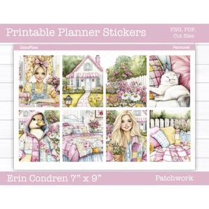 Printable Planner Stickers, Patchwork Weekly Sticker Kit, Erin Condren Planner Stickers, Vertical Sticker Kit, Cut File, Cricut PNG