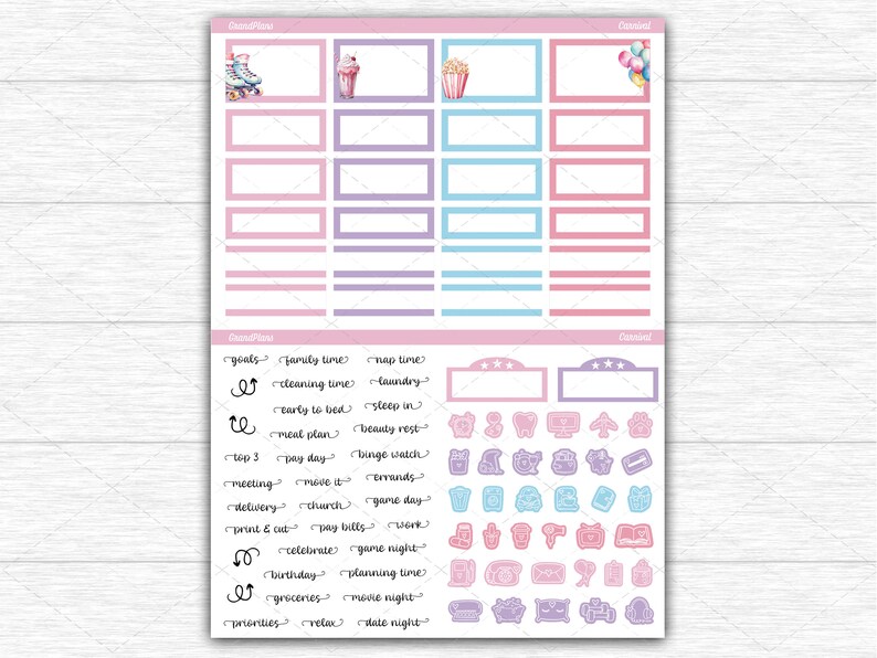 Carnival Weekly Sticker Kit for the Classic Happy Planner Dashboard ...