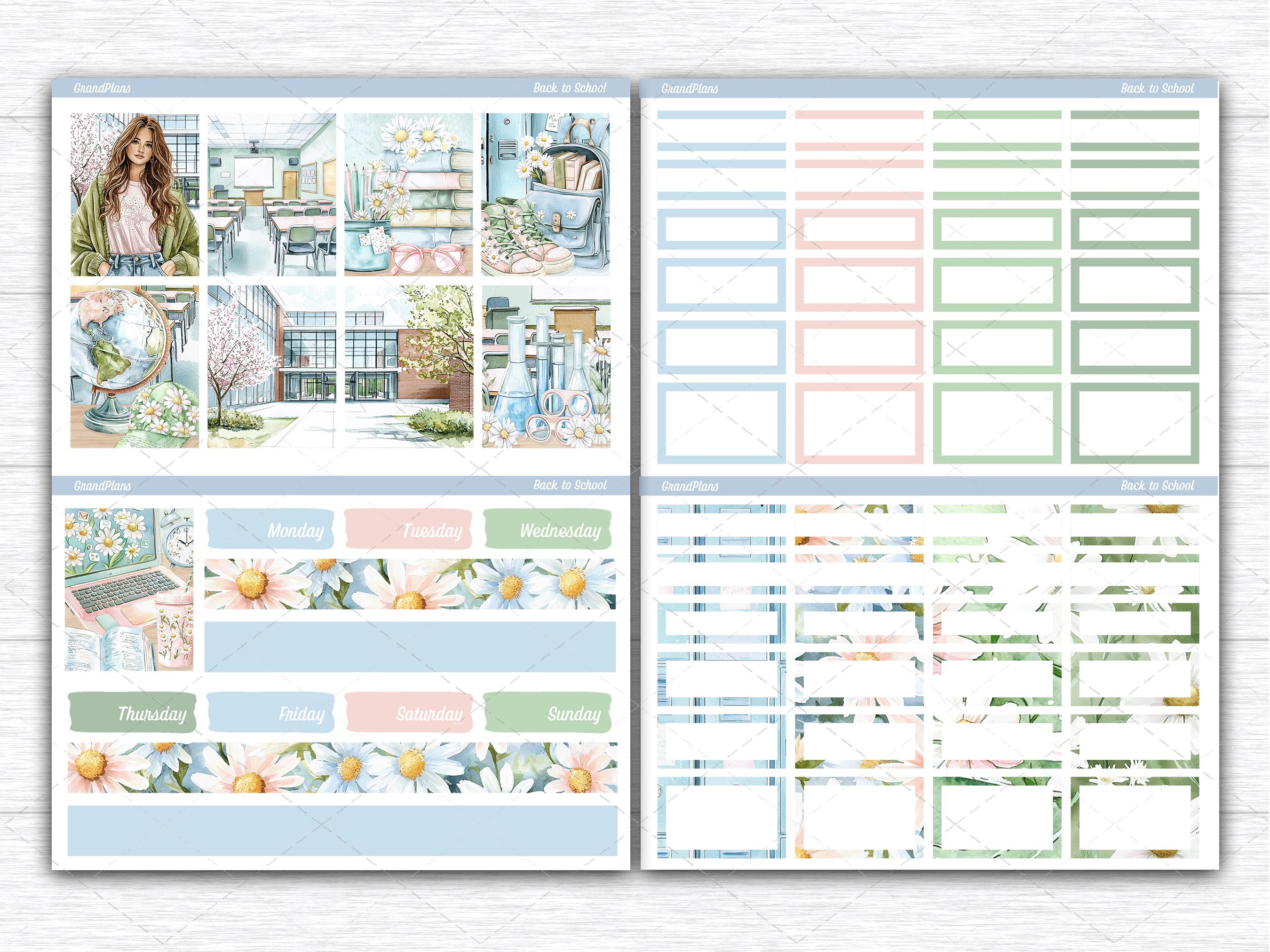 Back to School Weekly Sticker Kit for Erin Condren & Vertical Planners ...