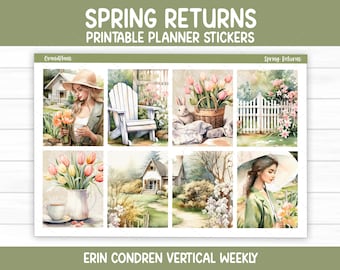 Spring Returns Weekly Sticker Kit for Erin Condren & Vertical Planners (Printable)