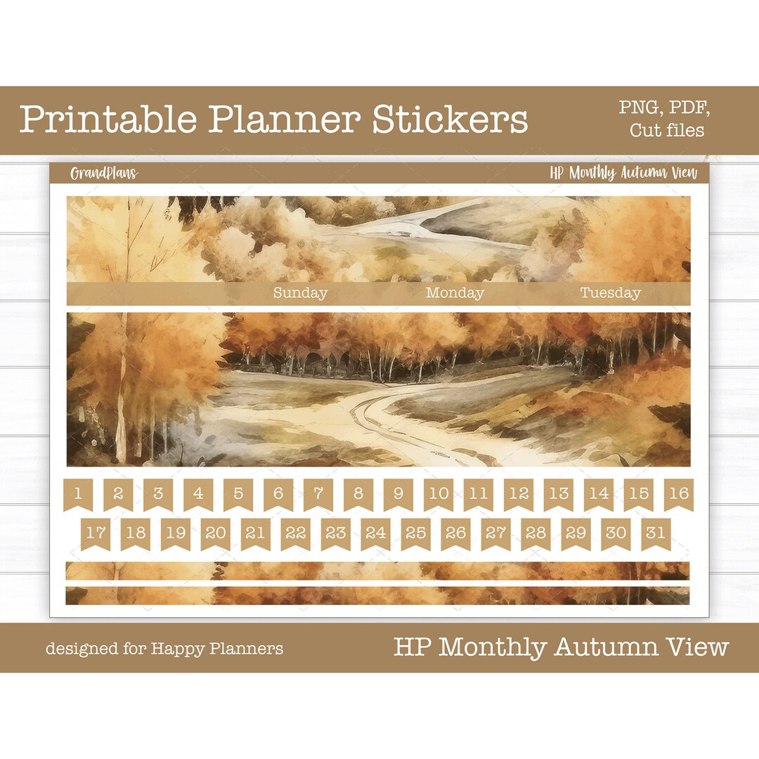 Fall Planner Stickers: Autumn View Monthly Kit for the Classic Happy ...