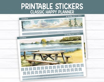 Kit de pegatinas mensuales "De vuelta a la naturaleza" para el planificador Happy Planner clásico (imprimible)