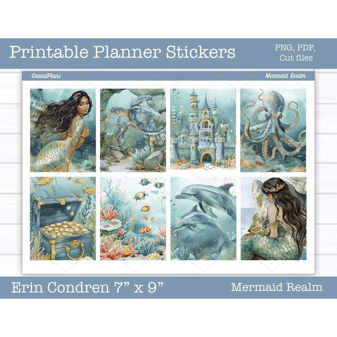 Summer Planner Stickers: Mermaid Realm Weekly Kit for Erin Condren ...