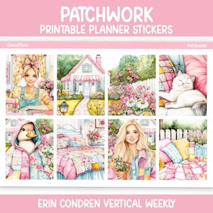 Kit d'autocollants hebdomadaires en patchwork pour Erin Condren et agendas verticaux (imprimable)