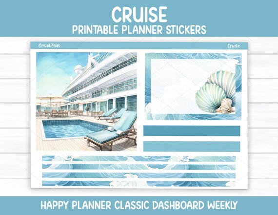 Cruise Printable Planner Stickers | Summer Weekly Kit for the Classic Happy Planner Dashboard Layout