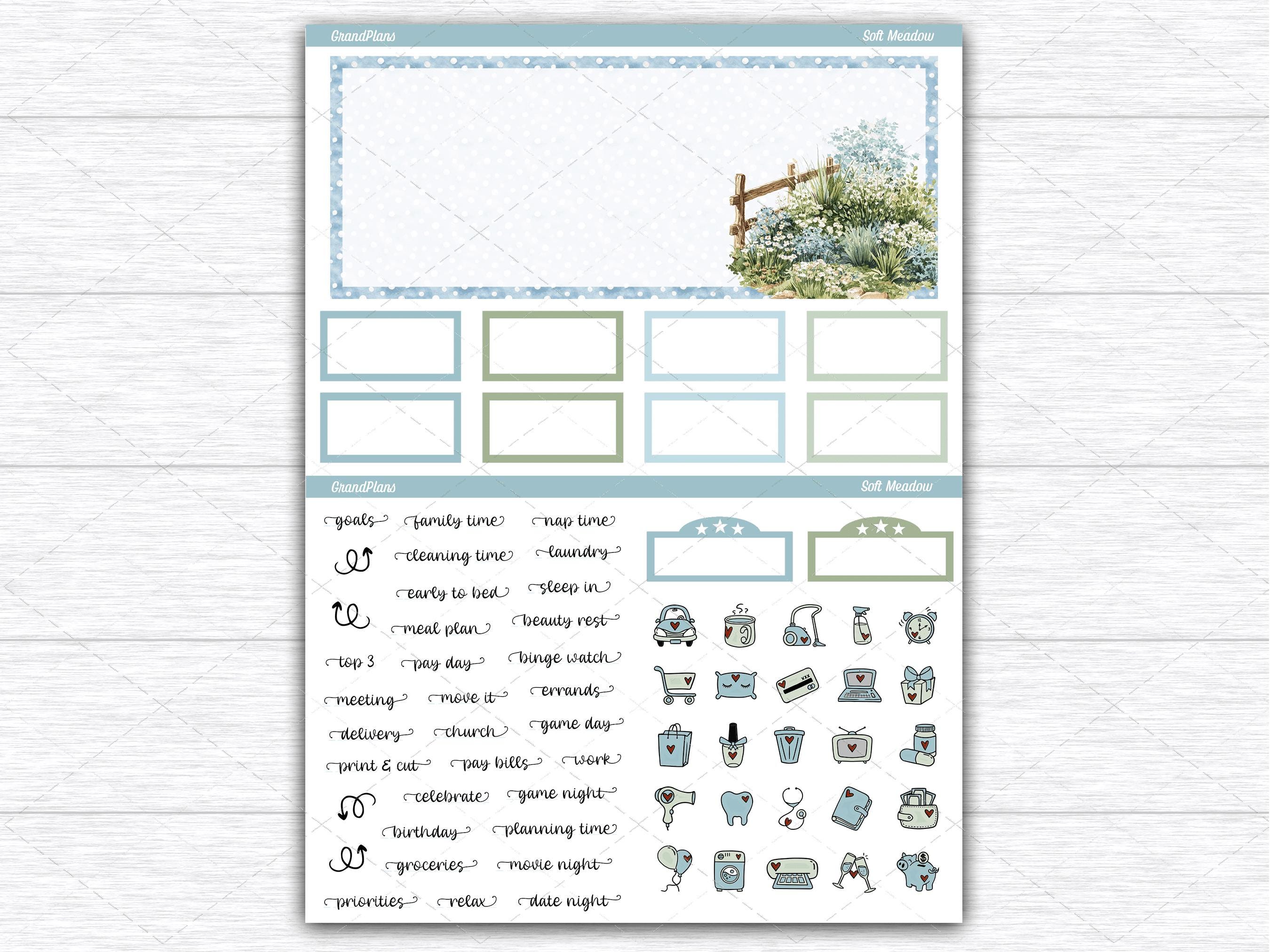 Soft Meadow Weekly Sticker Kit for the Classic Happy Planner Dashboard ...