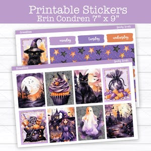 Halloween Planner Stickers: Spooky Treats Weekly Kit for Erin Condren & Vertical Planners (Printable)