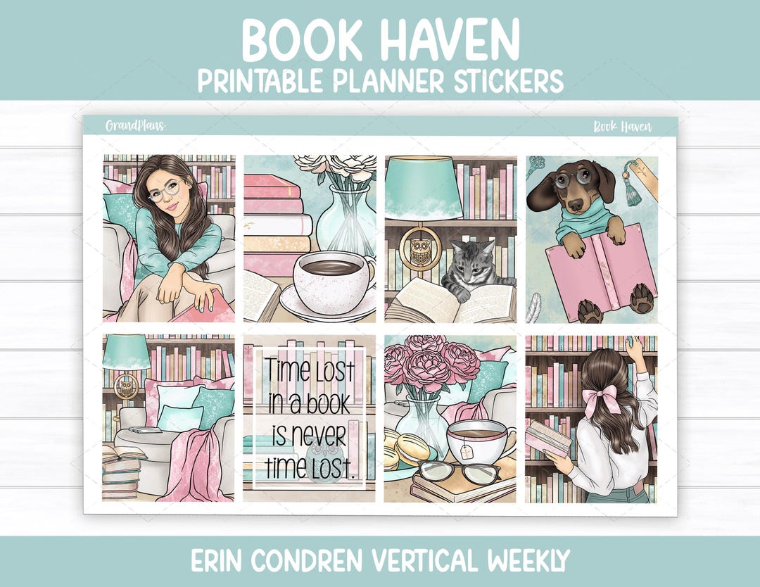 Book Haven Weekly Sticker Kit for Erin Condren & Vertical Planners ...