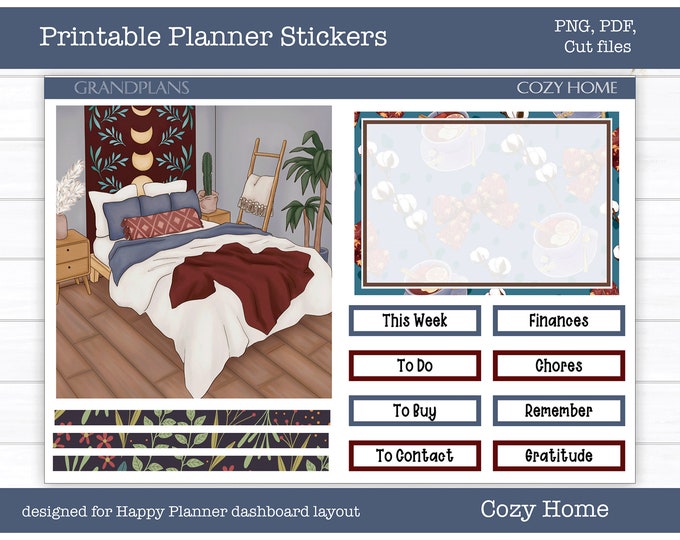 Printable Stickers | Happy Planner Dashboard Layout | Weekly Sticker ...