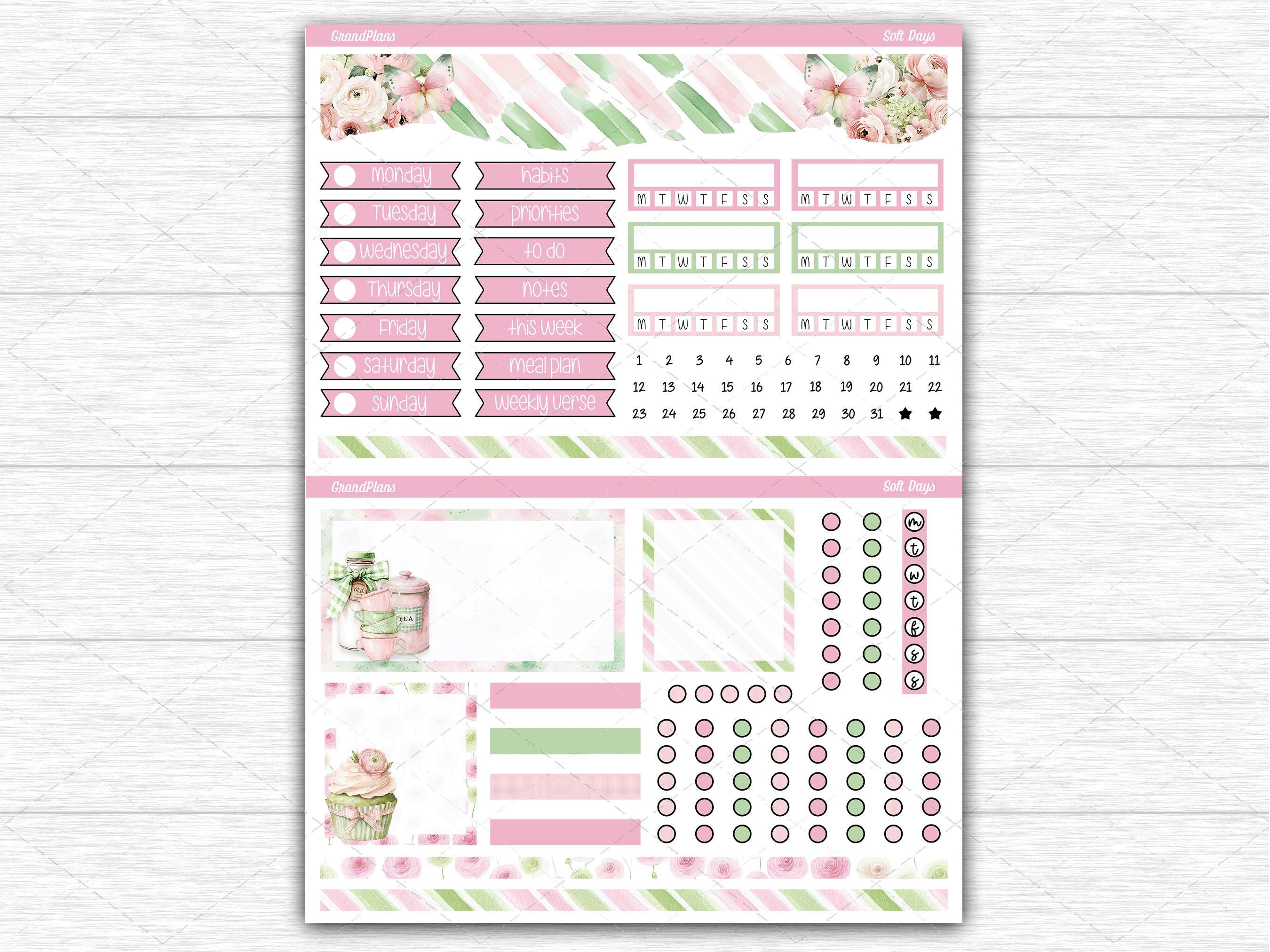 Soft Days Weekly Sticker Kit for the Erin Condren Dashboard Planner ...