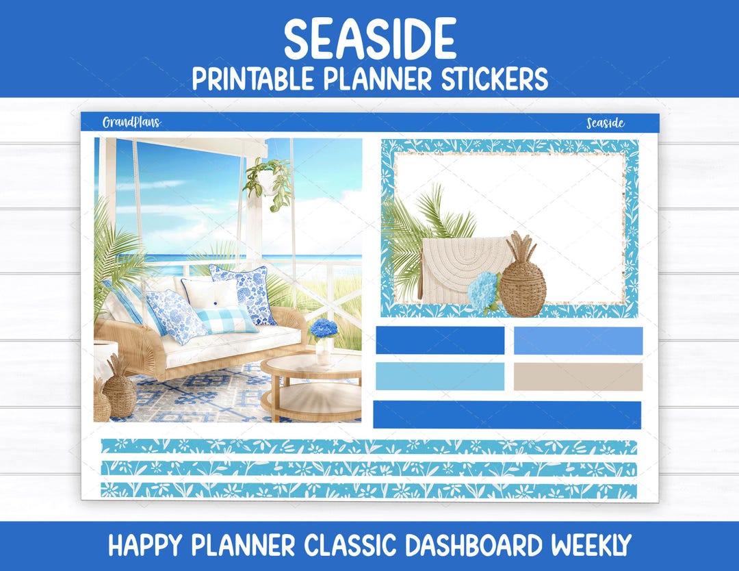 Seaside Weekly Planner Sticker Kit for the Classic Happy Planner ...