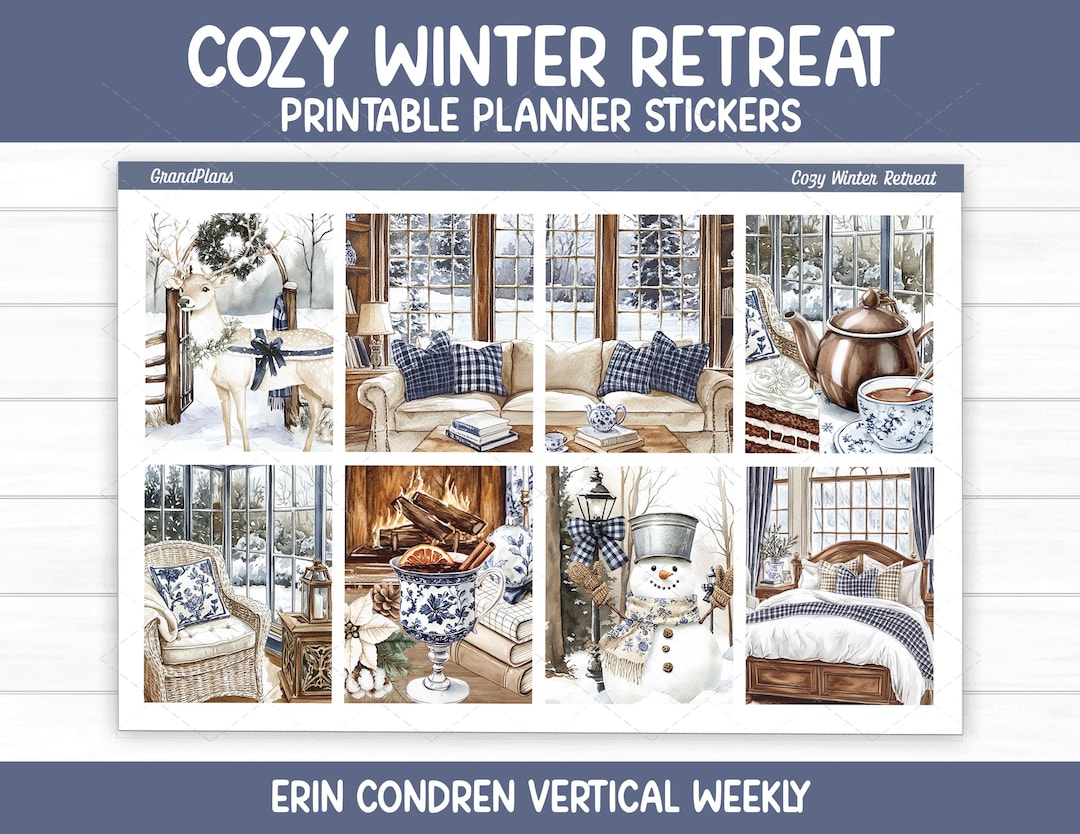 Cozy Winter Retreat Weekly Sticker Kit for Erin Condren & Vertical ...