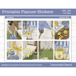 Printable Planner Stickers - Lemonade Stand: Summer Weekly Kit for Erin Condren and Vertical Planners (Digital Download)