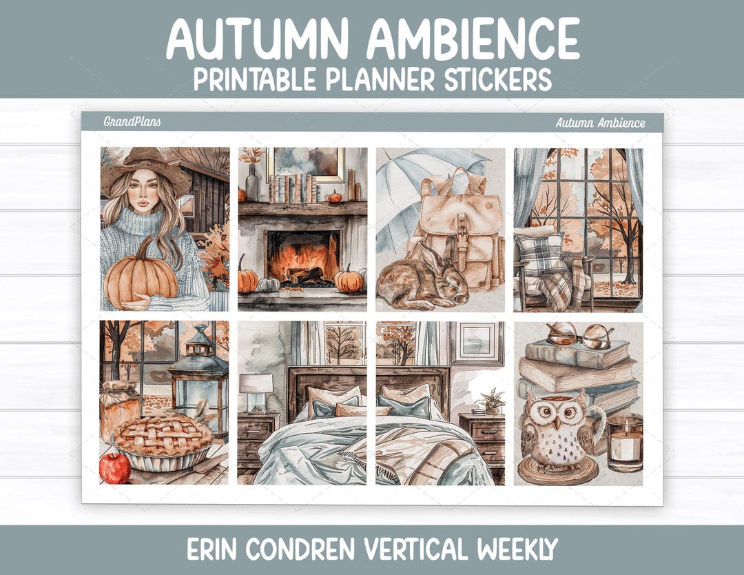 Autumn Ambience Weekly Sticker Kit for Erin Condren & Vertical Planners ...