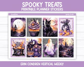 Spooky Treats Weekly Sticker Kit for Erin Condren & Vertical Planners (Printable)