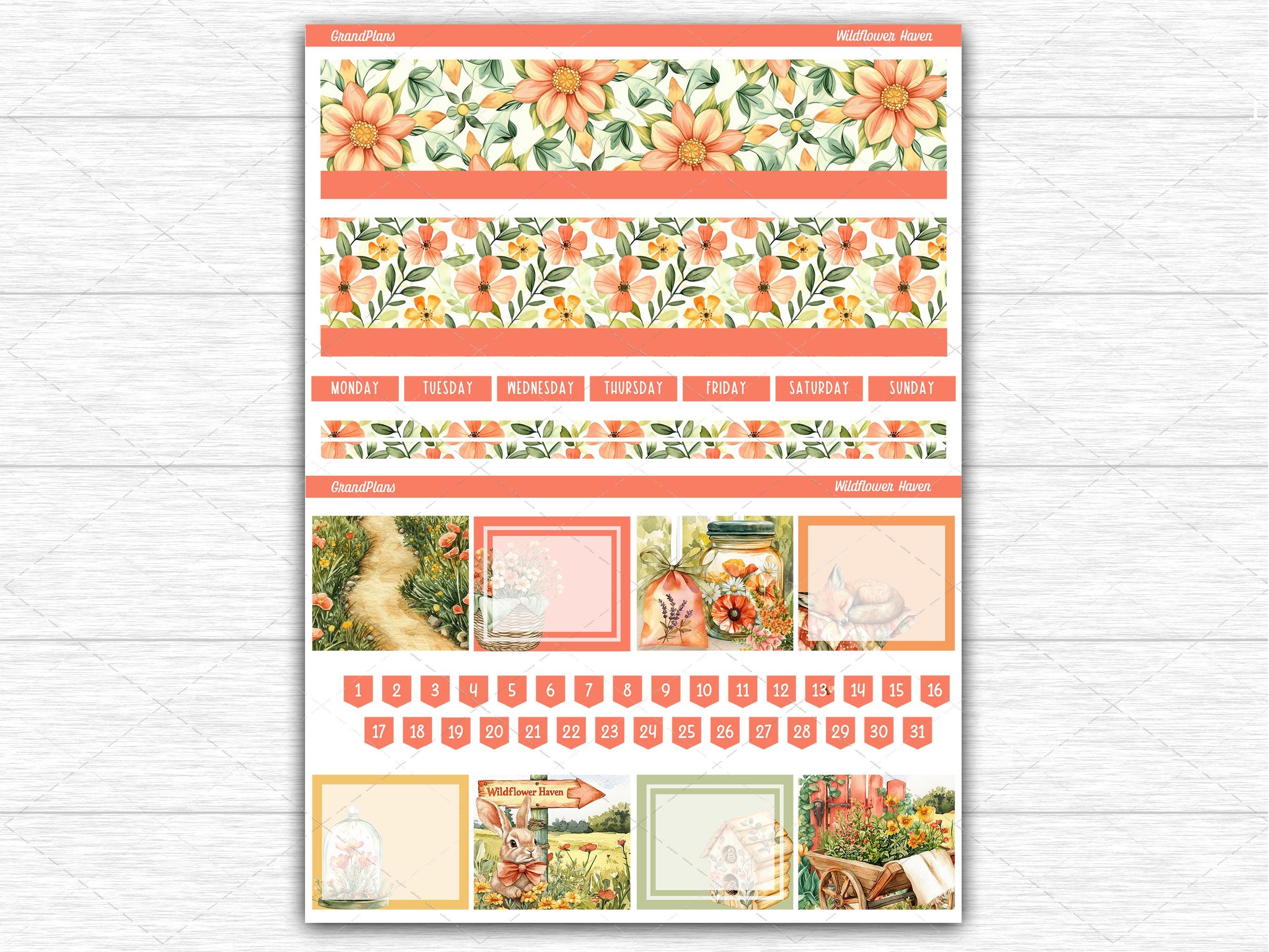Wildflower Haven Monthly Planner Sticker Kit for the Erin Condren 7x9 ...