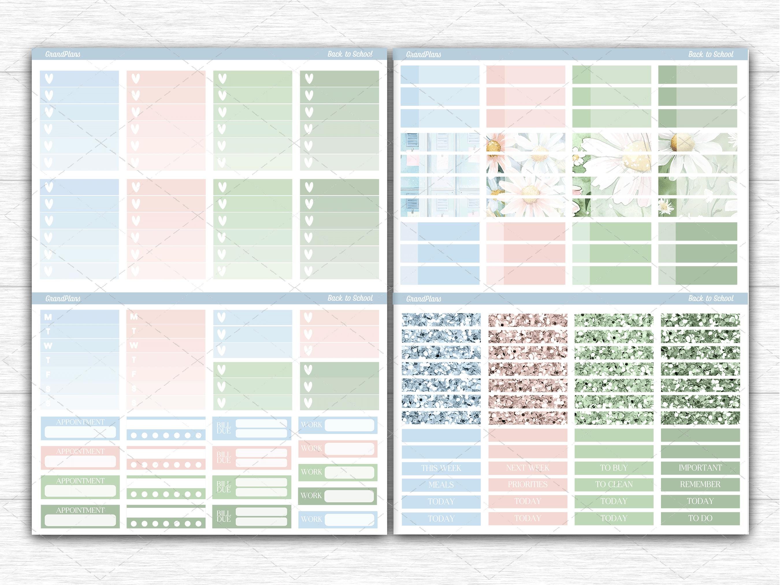 Back to School Weekly Sticker Kit for Erin Condren & Vertical Planners ...