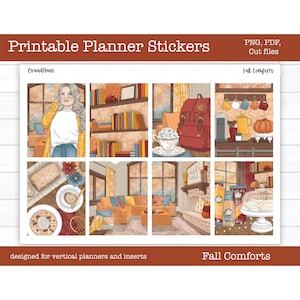 Druckbare Planer Aufkleber, Wöchentliche Sticker Kit, Erin Condren Aufkleber, Vertikaler Planer, Herbst, Cut Files, Cricut PNG