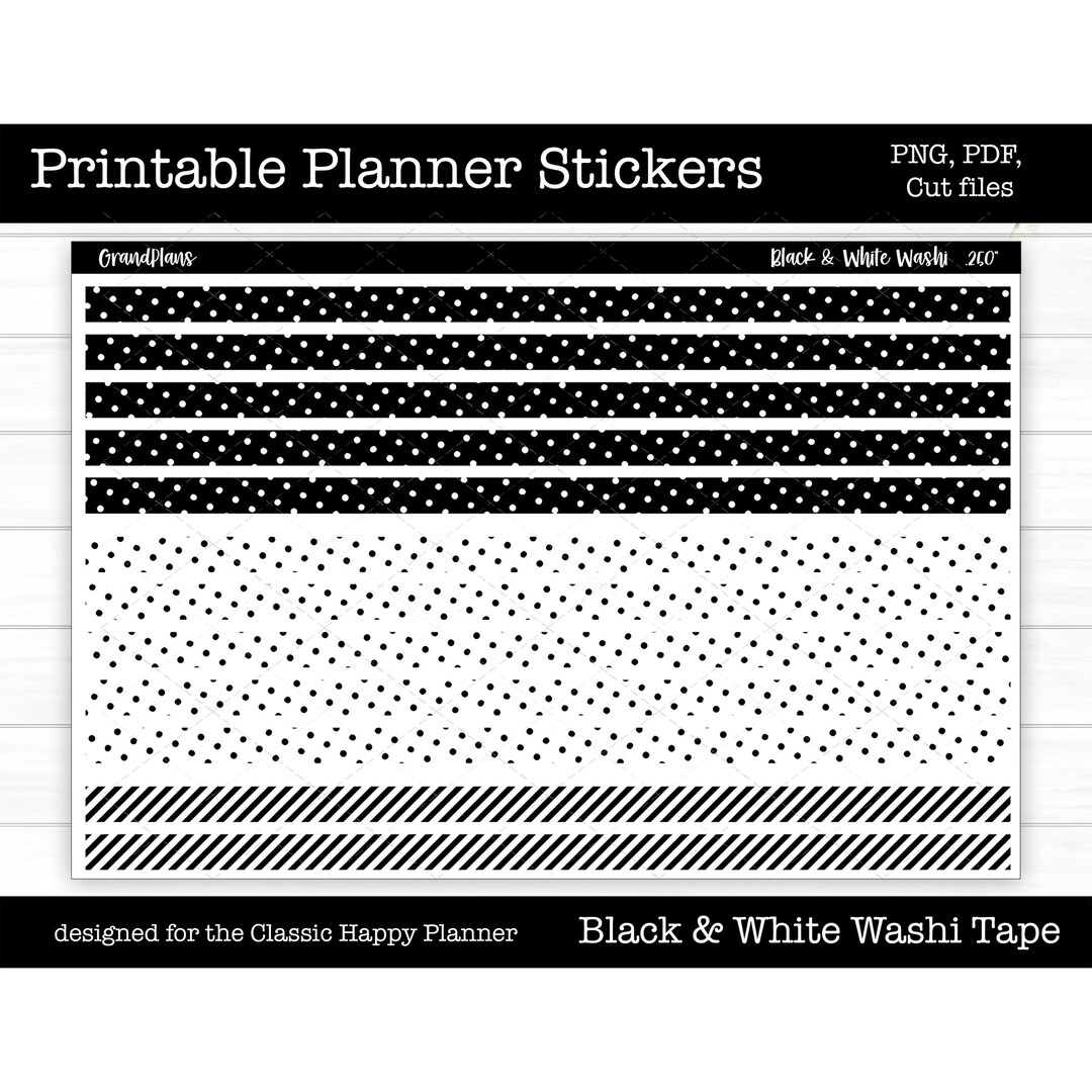 Printable Planner Stickers, Washi Tape Stickers, Deco Stickers, Digital ...
