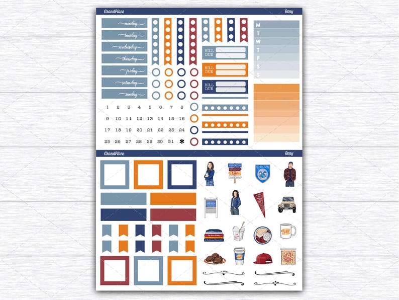 Rory Weekly Sticker Kit for the Classic Happy Planner Dashboard Layout ...