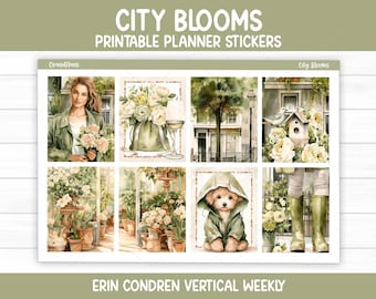 City Blooms Weekly Sticker Kit for Erin Condren & Vertical Planners (Printable)