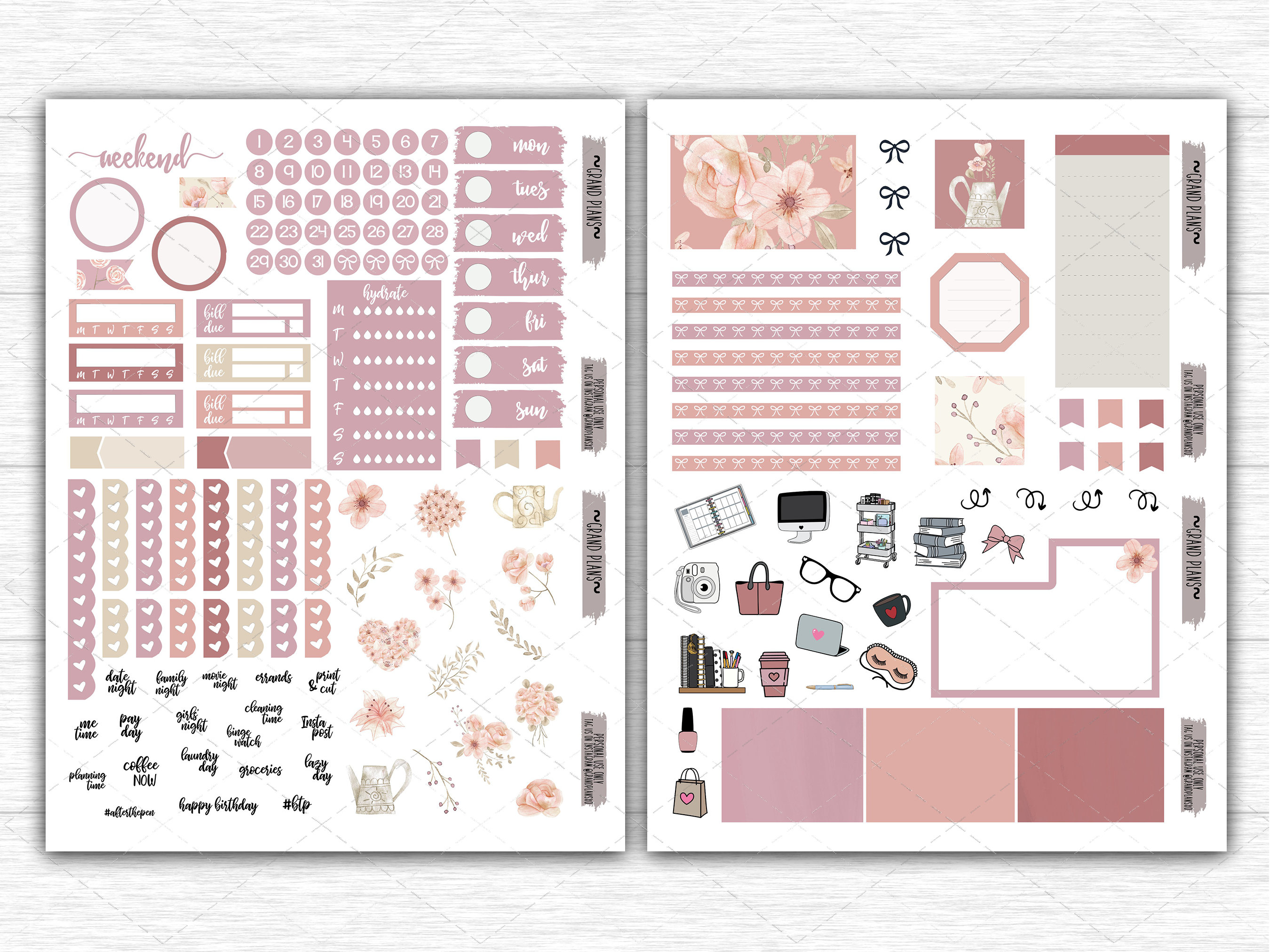 Printable Happy Planner Dashboard Layout Weekly Sticker Kit - Etsy