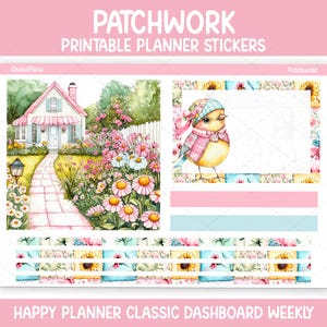 Patchwork Weekly Sticker Kit for the Classic Happy Planner Dashboard Layout (Printable)