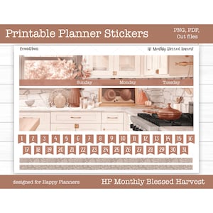 Druckbare Planer Aufkleber, Gesegnete Ernte, Monatliche Sticker Kit, Glücklicher Planer, Herbst Aufkleber, Thanksgiving, Schnittdateien, Cricut PNG