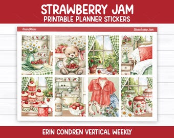 Strawberry Jam Weekly Kit for Erin Condren & Vertical Planners (Printable)
