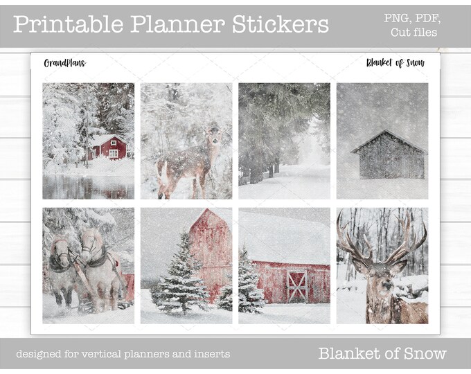 Winter Printable Planner Stickers, Blanket of Snow Weekly Sticker Kit ...