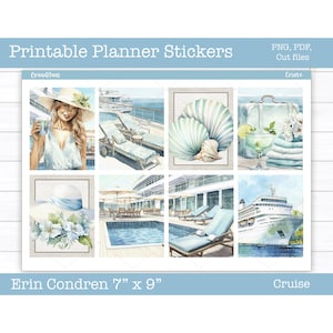 Druckbare Planer Aufkleber, Cruise Weekly Sticker Kit, Erin Condren Planer Aufkleber, Sommer, Vertikale Sticker Kit, Cut Datei, Cricut PNG