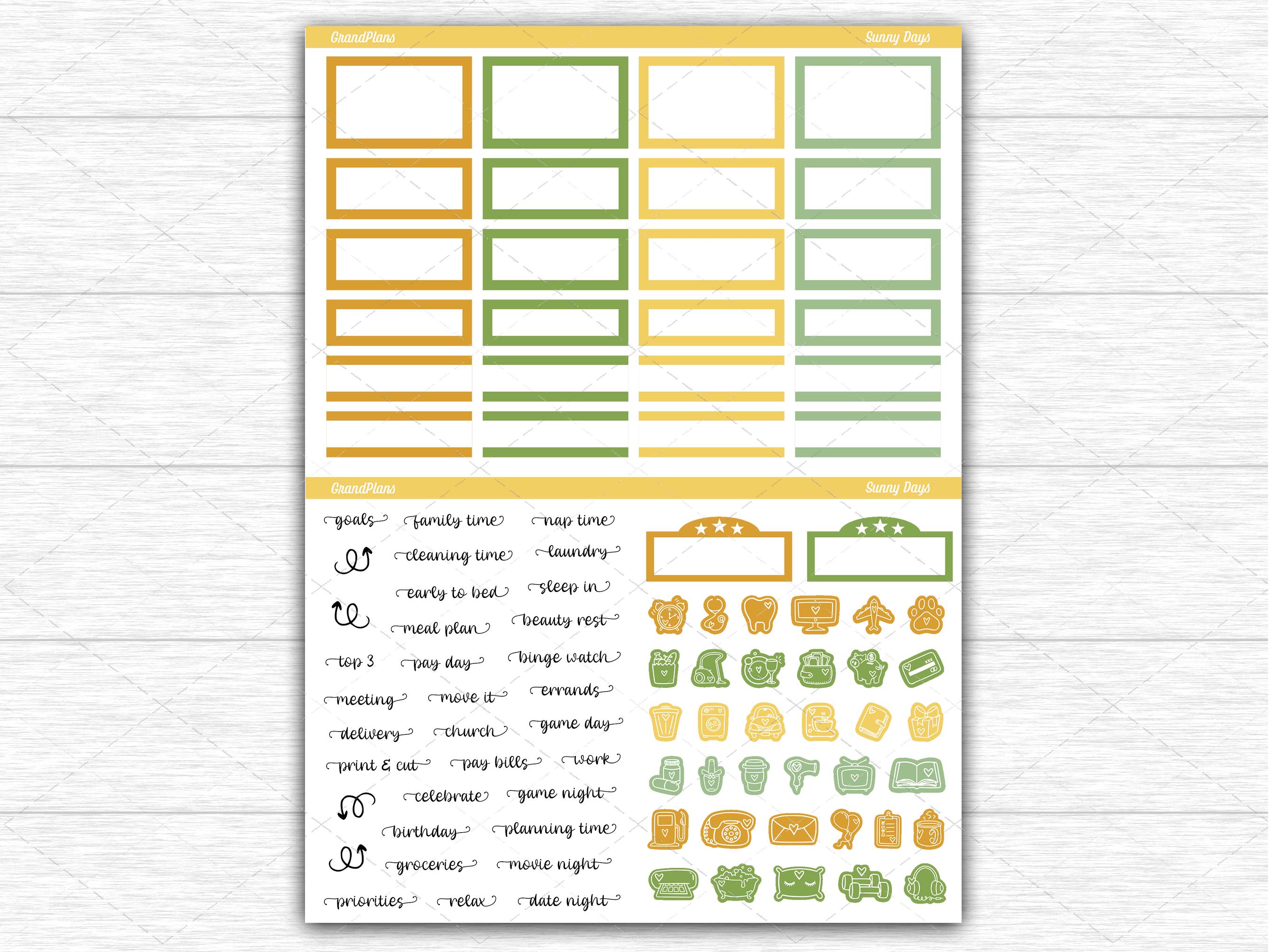 Sunny Days Weekly Sticker Kit for the Classic Happy Planner Dashboard ...