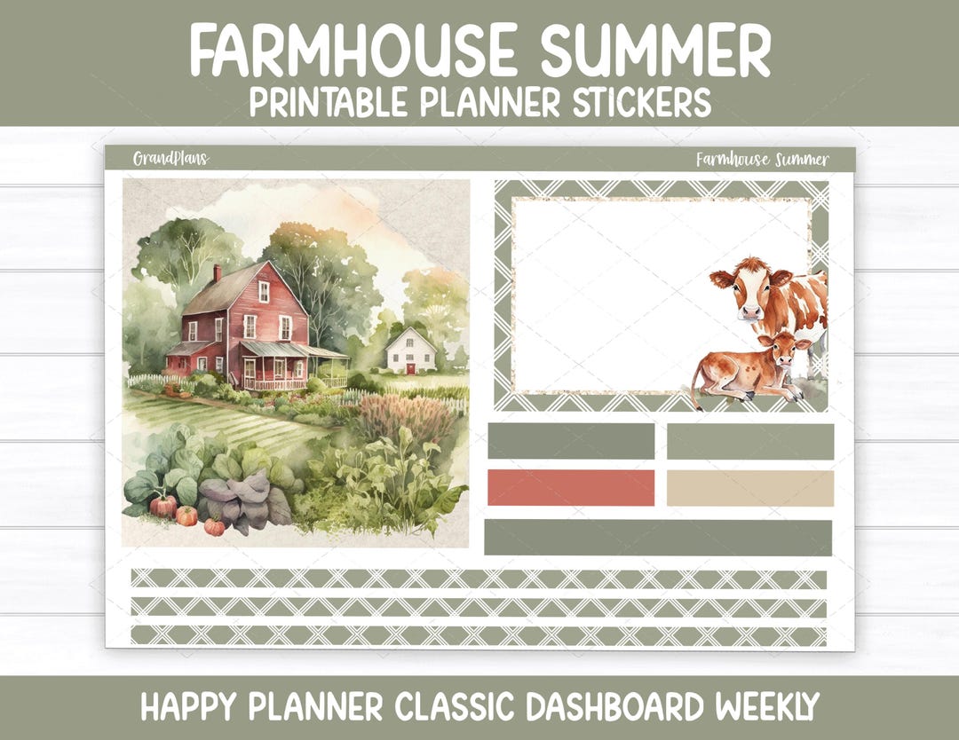 Farmhouse Summer Weekly Sticker Kit for the Classic Happy Planner ...