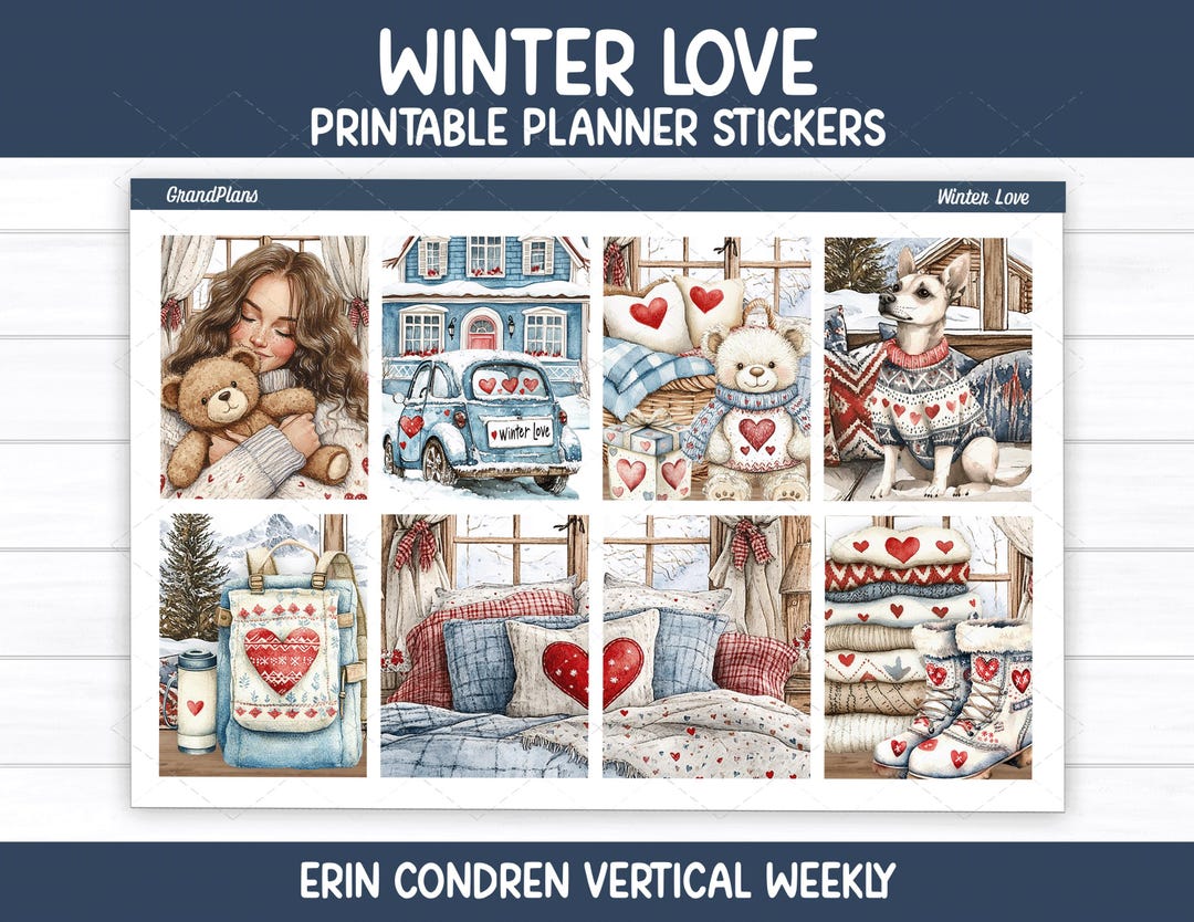 Wintre Love Printable Planner Stickers | Winter Weekly Kit for Erin ...