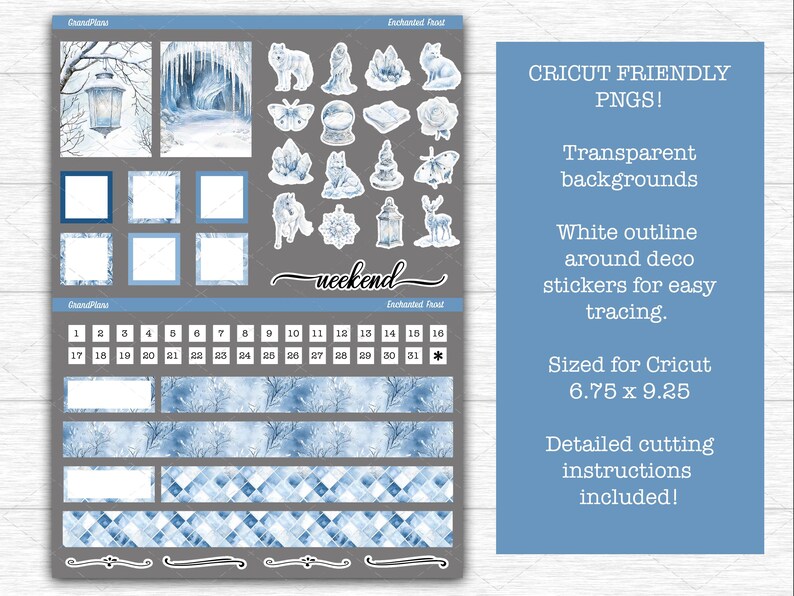 Enchanted Frost Weekly Sticker Kit for Erin Condren and Vertical ...