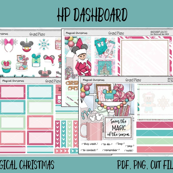 Printable Stickers | Happy Planner Dashboard Layout | Weekly  Kit - MAGICAL CHRISTMAS | Planner Stickers | Winter | Cut Files | Cricut | PNG