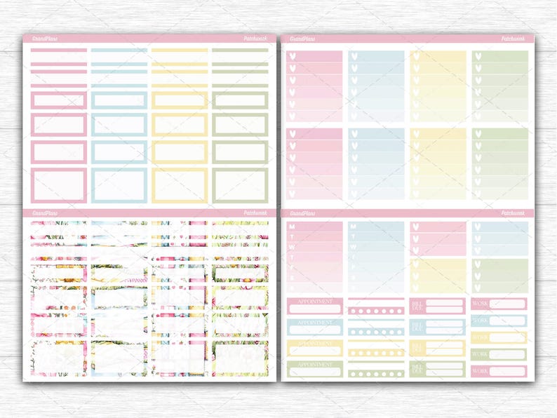 Patchwork Weekly Sticker Kit for Erin Condren and Vertical Planners ...