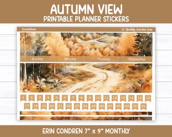 Stickers pour agenda imprimables vue automne | Trousse mensuelle d'automne pour Erin Condren (7 x 9)