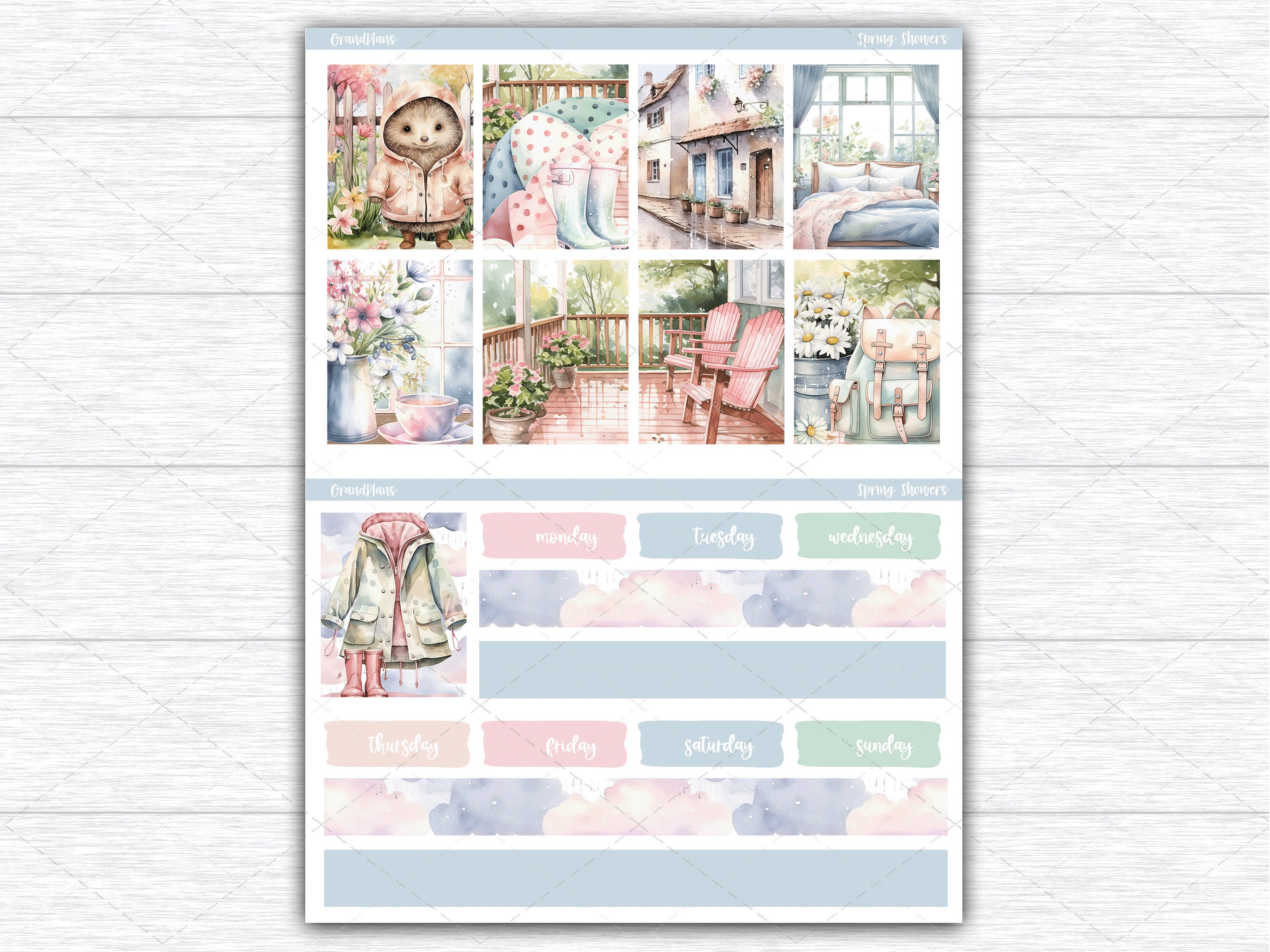 Spring Showers Weekly Sticker Kit for Erin Condren & Vertical Planners ...