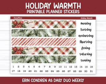 Kit d'autocollants hebdomadaires Holiday Warmth pour agenda duo quotidien Erin Condren A5 (imprimable)