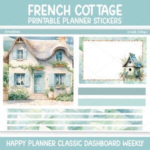 Afdrukbare plannerstickers Frans huisje | Weekpakket bloemen voor de klassieke Happy Planner-dashboardlay-out